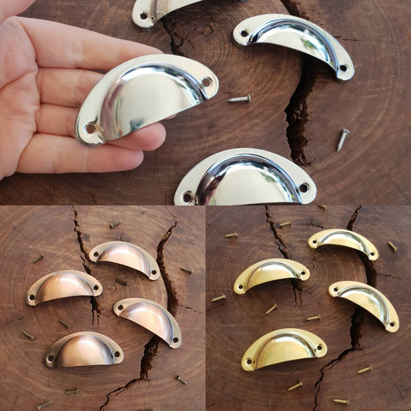 2 x Drawer handle pulls - cup handles